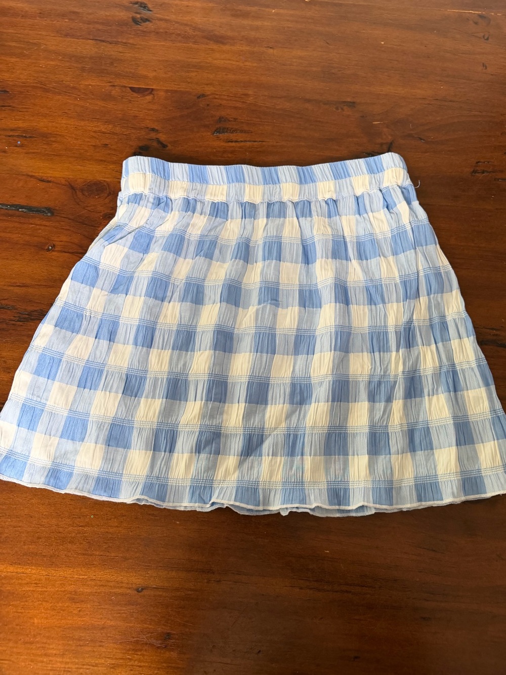 Kendall & Kylie Blue and White Gingham Mini Skirt
